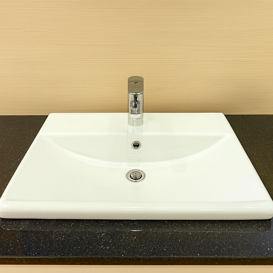 Chậu rửa mặt bàn đá dương vuông 1 lỗ Inax L-2397VFC