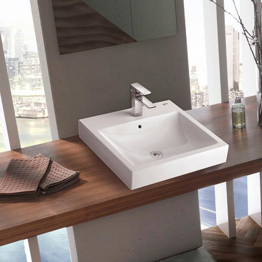 Chậu rửa mặt đặt bàn vuông 1 lỗ Inax AL-536VFC