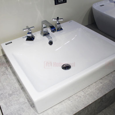 Chậu rửa mặt đặt bàn vuông 3 lỗ Inax AL-536VGC/VEC