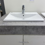 Chậu rửa mặt bàn đá dương vuông 1 lỗ Inax L-2397VFC