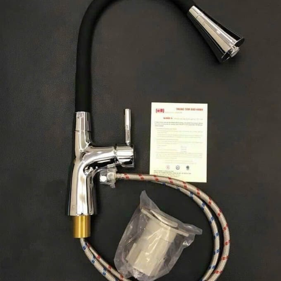 Vòi chậu rửa bát ngỗng dẻo đen Hàn Quốc HADO HU-A7B 