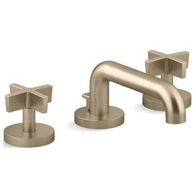 Vòi chậu rửa mặt 3 chân cổ thấp màu vàng Kallista P32444-CR-BAF