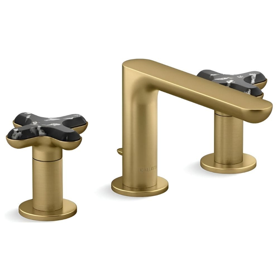 Vòi chậu rửa mặt nóng lạnh 3 chân màu đồng Kallista P32704-JST-2MB