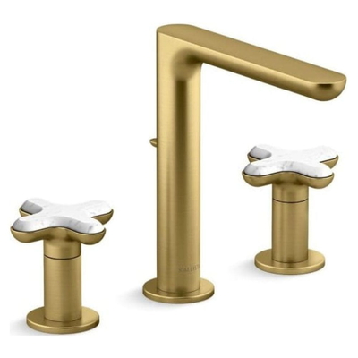 Vòi chậu rửa mặt nóng lạnh 3 chân màu đồng Kallista P32705-WC-2MB