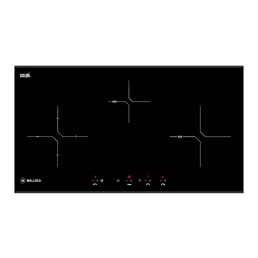 Bếp Điện Từ Malloca MH-03IR N Kính Âm Kết Hợp Hồng Ngoại 3 Vùng Nấu
