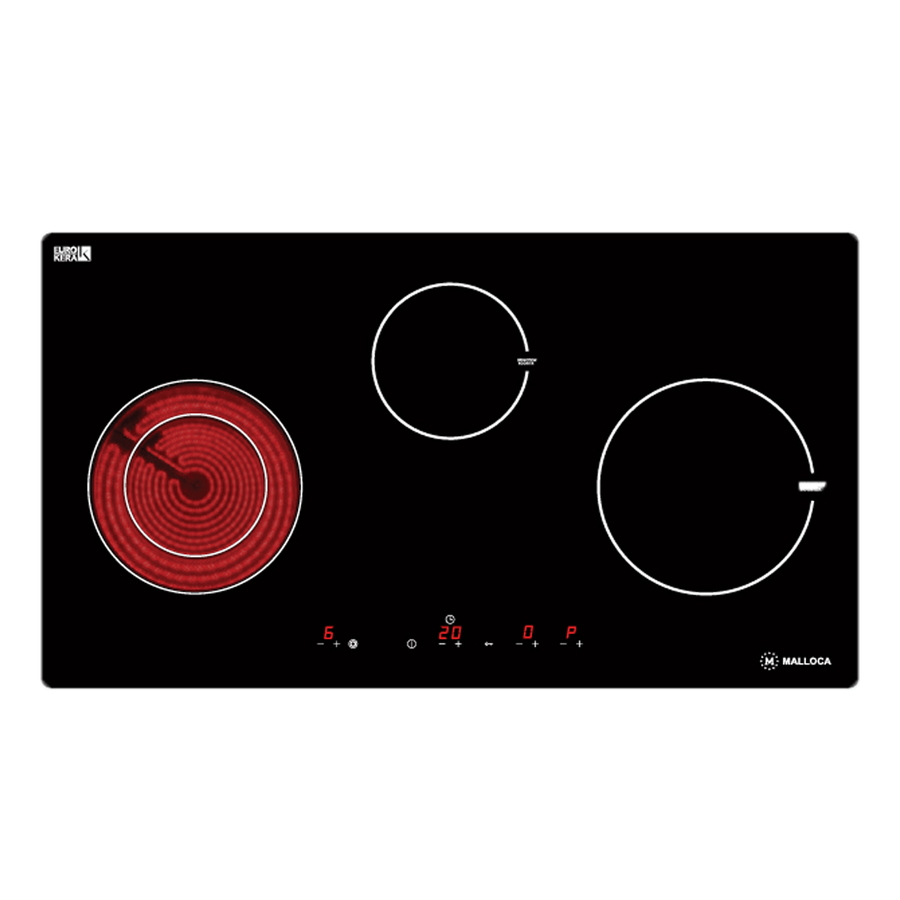 Bếp Điện Từ Malloca MH-03IRB SB Kết Hợp Hồng Ngoại 3 Vùng Nấu