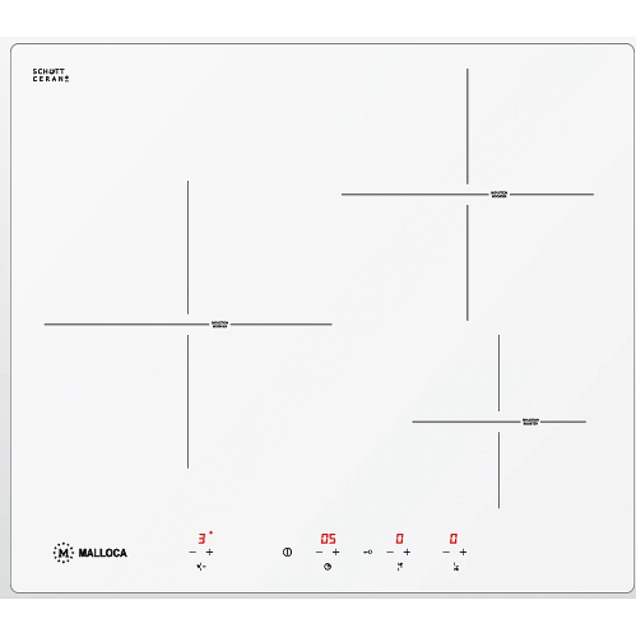 Bếp Điện Từ Malloca MI 593 WN Mặt Kính 3 Vùng Nấu 
