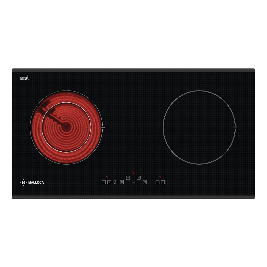 Bếp Điện Từ Malloca MH-02IR SB Kết Hợp Hồng Ngoại 2 Vùng Nấu