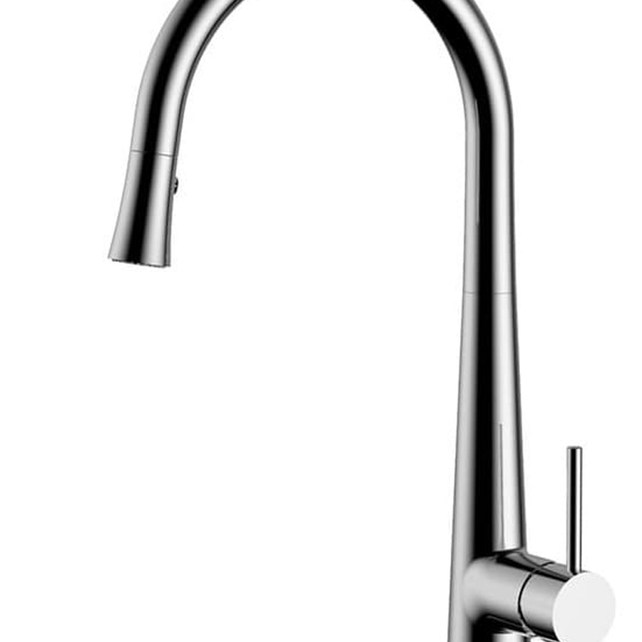 Vòi chậu rửa bát nóng lạnh dây rút màu crom Miken MK-1902C