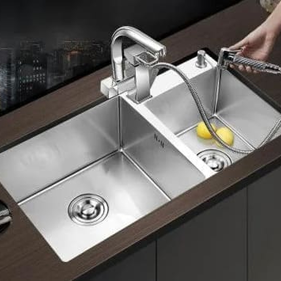 Chậu rửa bát 2 hố lệch Miken MKRB-7545L