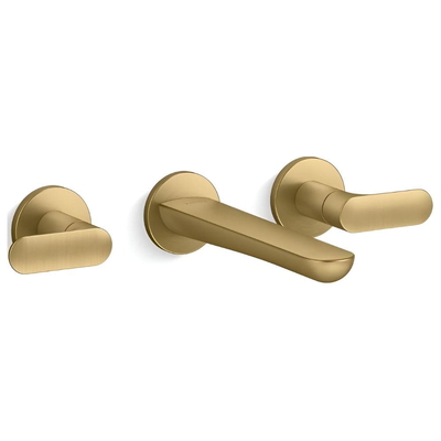 Vòi rửa mặt nóng lạnh âm tường màu đồng Kallista P34125-LV-2MB