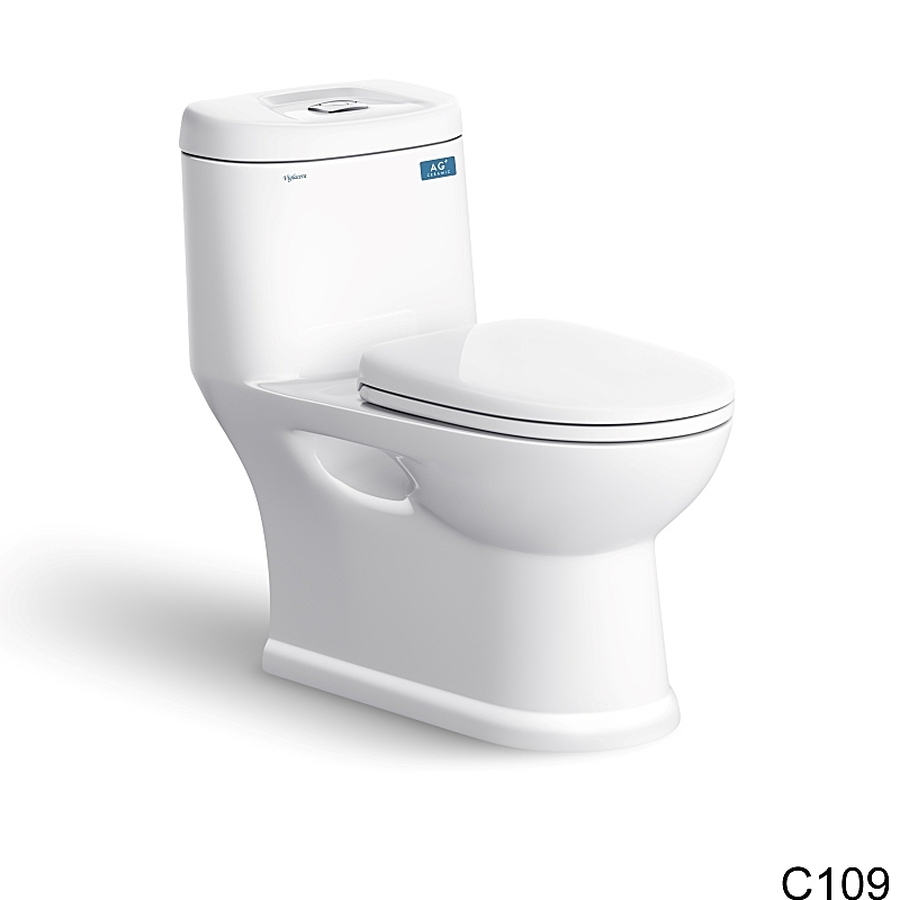 Bồn cầu 1 khối Viglacera C109 nhỏ gọn xả nhấn nắp êm