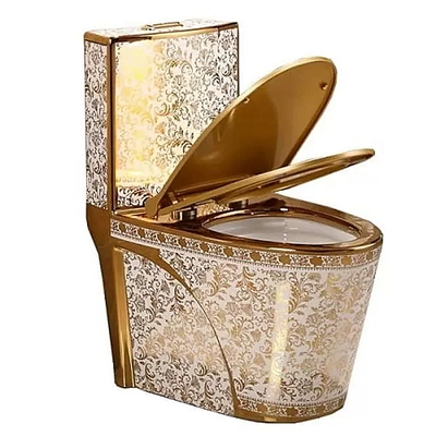 Bàn cầu 1 khối mạ vàng hoa văn Miken MKB-2866G