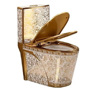 Bàn cầu 1 khối mạ vàng hoa văn Miken MKB-2866G