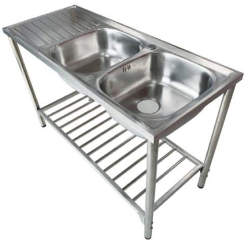 Chậu rửa bát 2 hố có bàn kèm chân đế Karat KK-02-023H-63