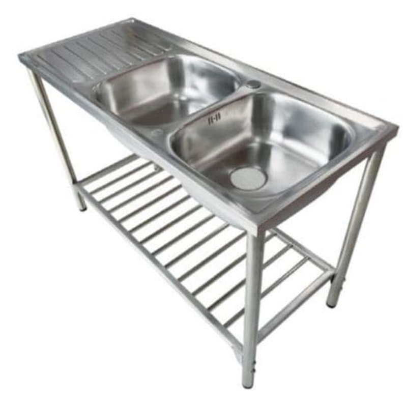 Chậu rửa bát 2 hố có bàn kèm chân đế Karat KK-02-023H-63