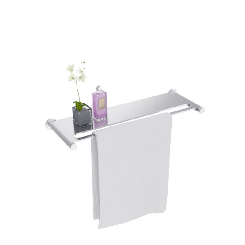 Kệ để đồ kèm thanh treo khăn cao cấp Bravat D7712CP-ENG