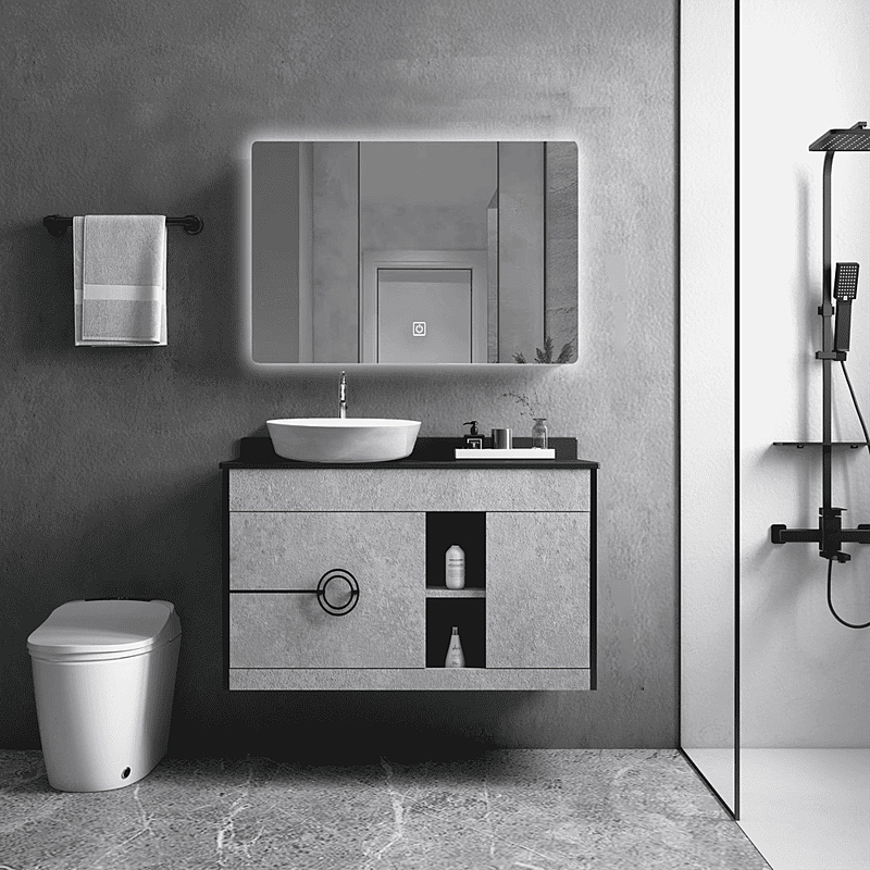 Bộ tủ chậu cao cấp đèn Led Mowoen MW6608B-80 800x500mm