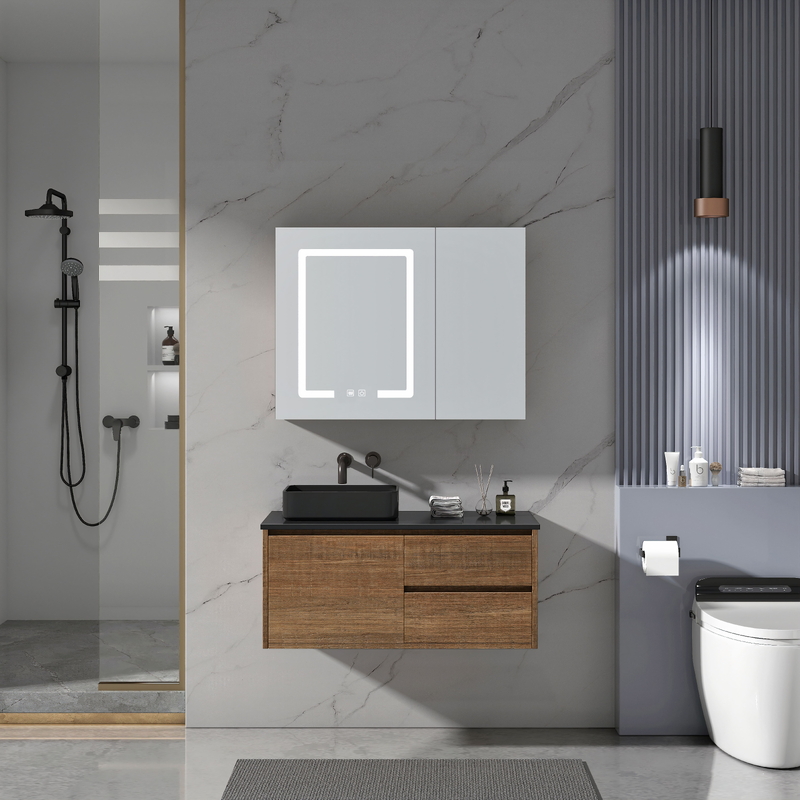 Bộ tủ chậu cao cấp đèn Led Mowoen MW6636-80 800x500mm  