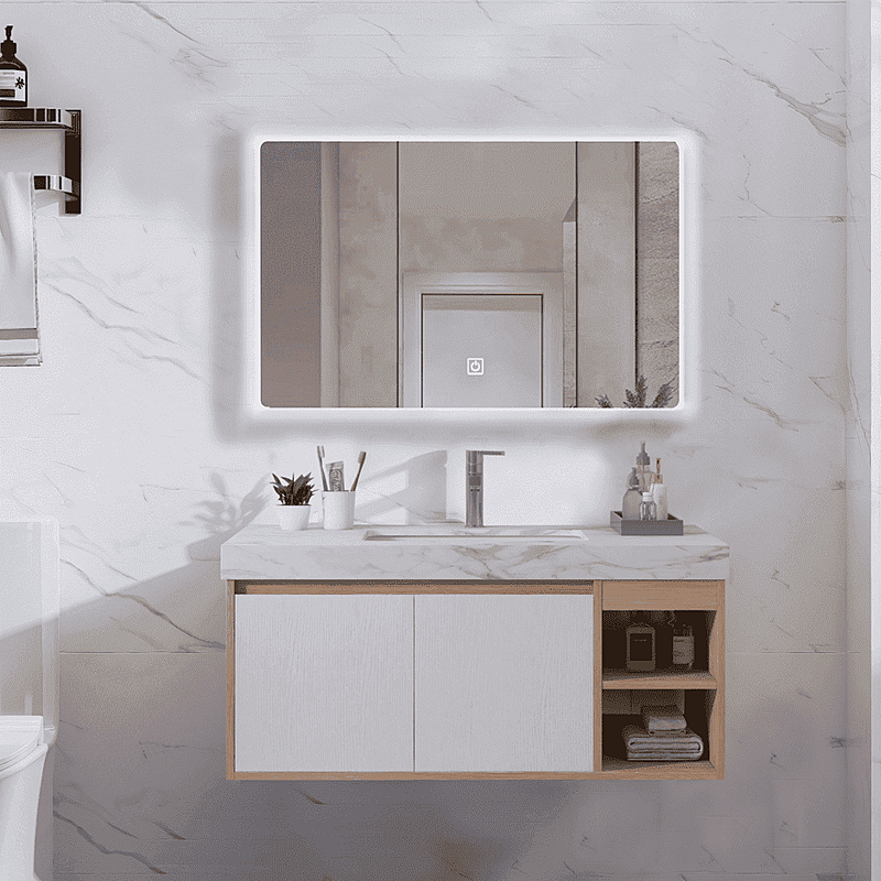 Bộ tủ chậu cao cấp đèn Led Mowoen MW9567-80 800x500mm    