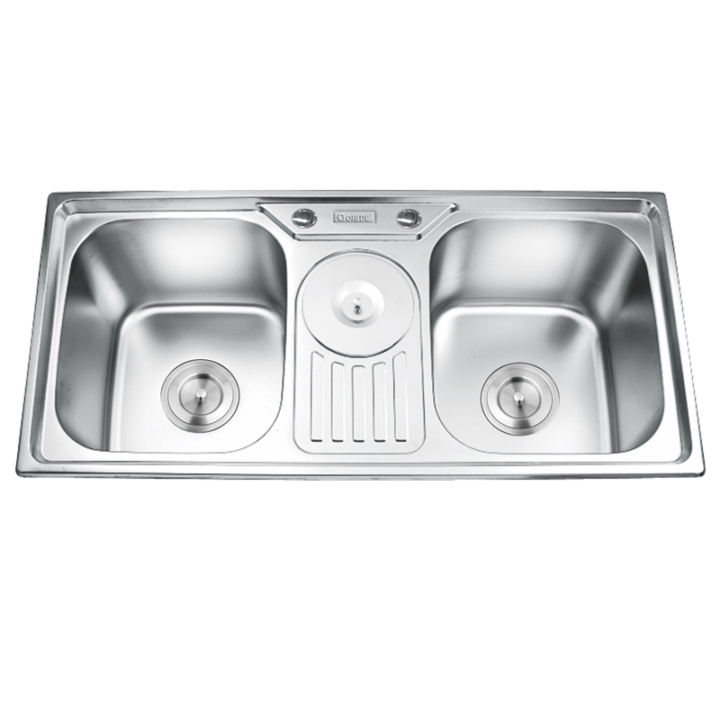 Chậu bếp 2 hố 1 hộp rác SUS 304 Gorlde GD955 (GD-955)