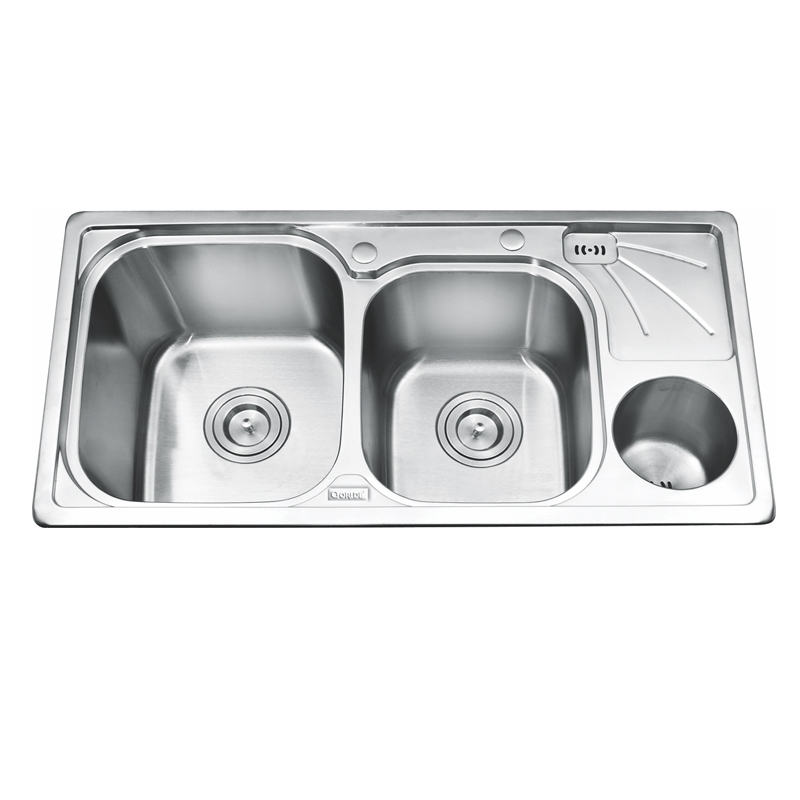 Chậu rửa bát 2 hố có hộp rác Inox Gorlde GD9035 (GD-9035)
