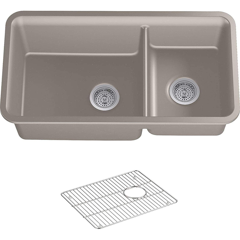 Chậu rửa chén 2 hố âm bàn kèm khay KOHLER Cairn K-8204-CM3