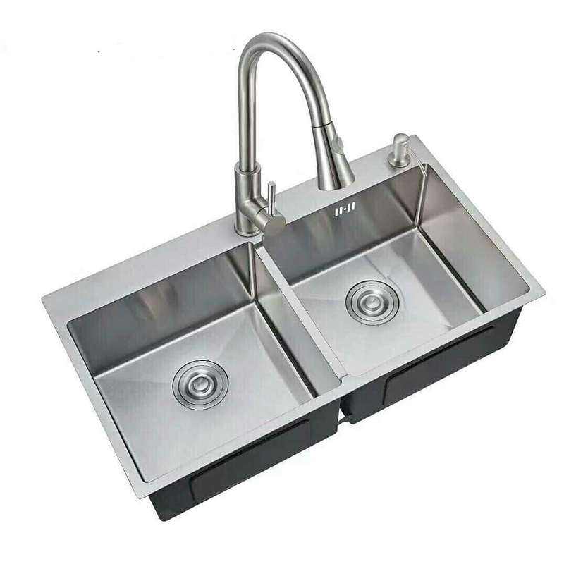 CHẬU BẾP ĐÚC HANDMADE LUXURY 2 HỐ SƠN HÀ HM.X.2L.82.2.2