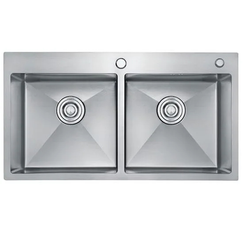 Chậu rửa bát 2 hố lệch Handmade inox304 Miken MKRB-8545C
