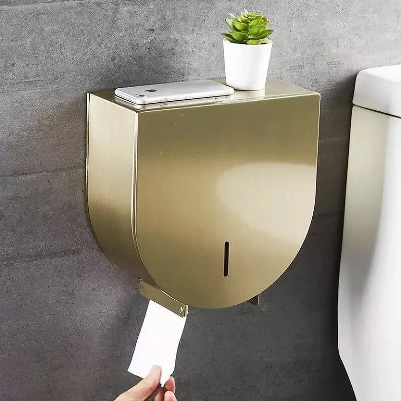 Hộp đựng giấy Inox 304 loại lớn màu vàng Miken MK-1106G-New (vàng mờ)