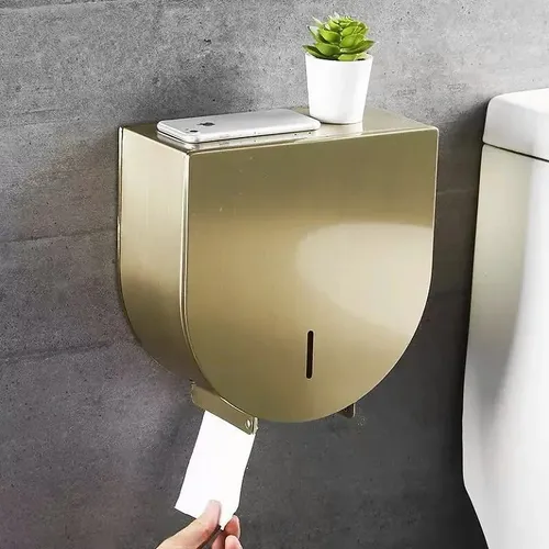 Hộp đựng giấy Inox 304 loại lớn màu vàng Miken MK-1106G-New (vàng mờ)
