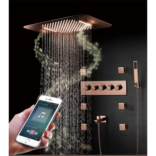 Sen tắm nhiệt độ âm tường màu vàng hồng Miken HI05046T-3B