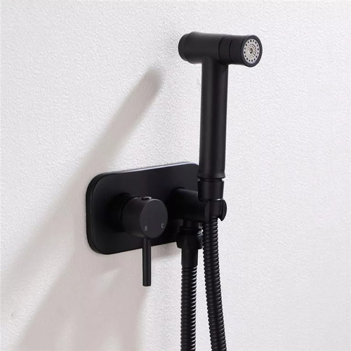 Vòi xịt vệ sinh nóng lạnh âm tường màu đen Miken F-7503B 