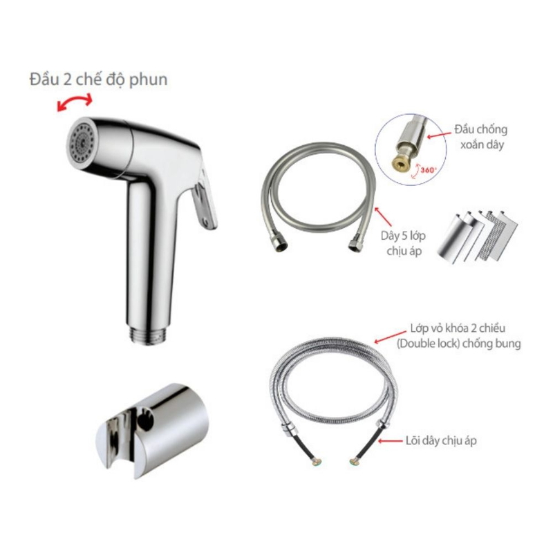 Bộ vòi xịt vệ sinh Techbath T2202.06