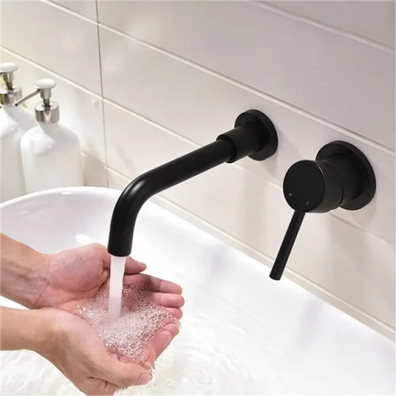Vòi Chậu Lavabo Âm Tường Màu Đen Miken MKV-600003B