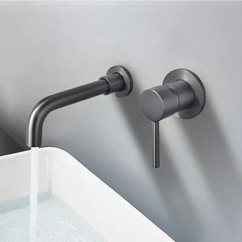 Vòi Chậu Lavabo Âm Tường Màu Ghi Xám Miken MKV-600003GR