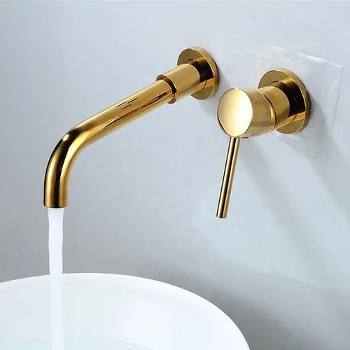Vòi Chậu Lavabo Âm Tường Màu Vàng Miken MKV-600003GB
