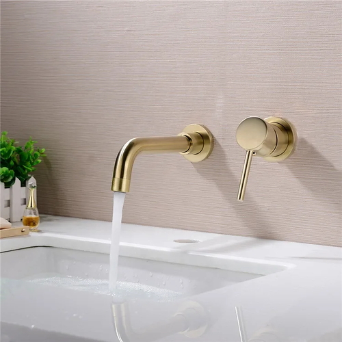 Vòi Chậu Lavabo Âm Tường Màu Vàng Miken MKV-600003GM