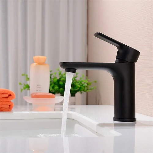 Vòi Chậu Lavabo Nóng Lạnh Màu Đen Miken MK-8021B-1