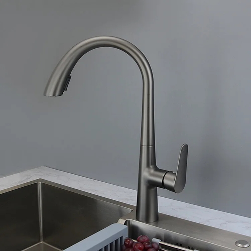 Vòi chậu rửa bát nóng lạnh màu ghi Miken MK-0578GR