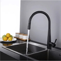 Vòi chậu rửa bát nóng lạnh dây rút màu đen Miken MK-1902B