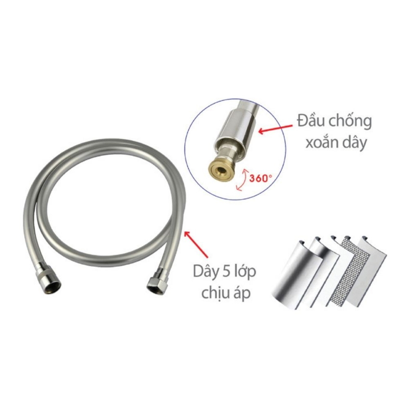 Dây chịu áp 5 lớp cho vòi xịt vệ sinh, sen tắm Techbath DN.01