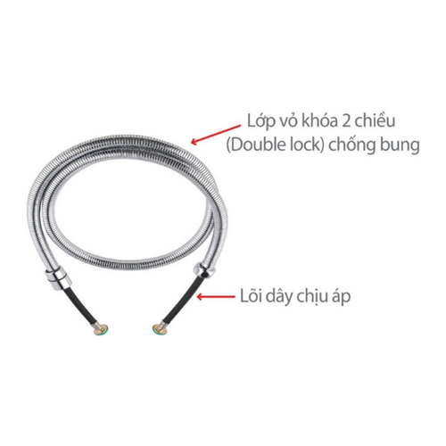 Dây chịu áp Inox 304 cho vòi xịt vệ sinh, sen tắm Techbath DM.01