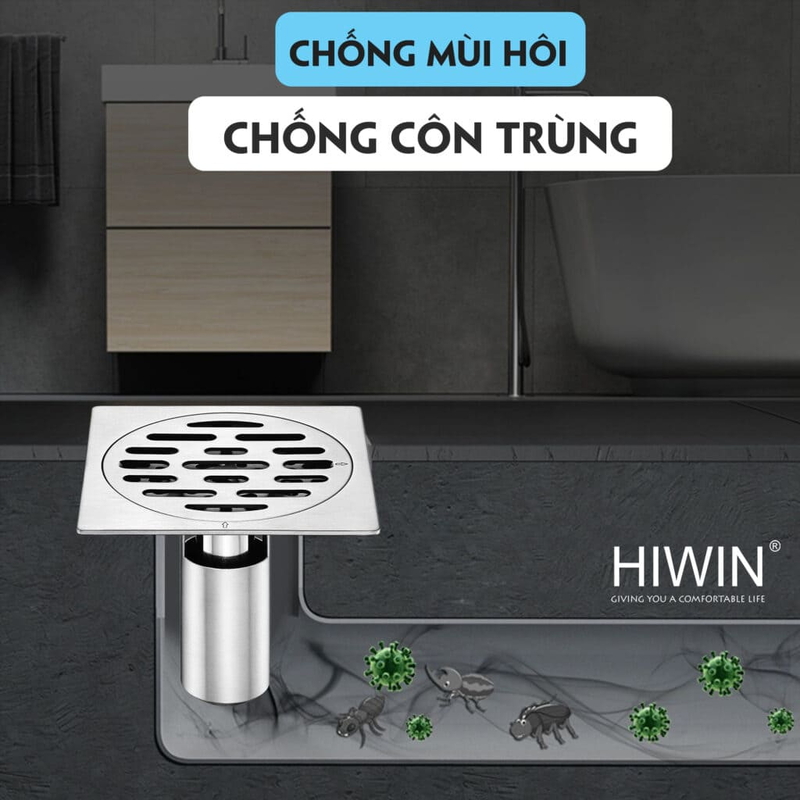 Ga thoát inox thoát nước nhanh ngăn mùi Hiwin FD-4320