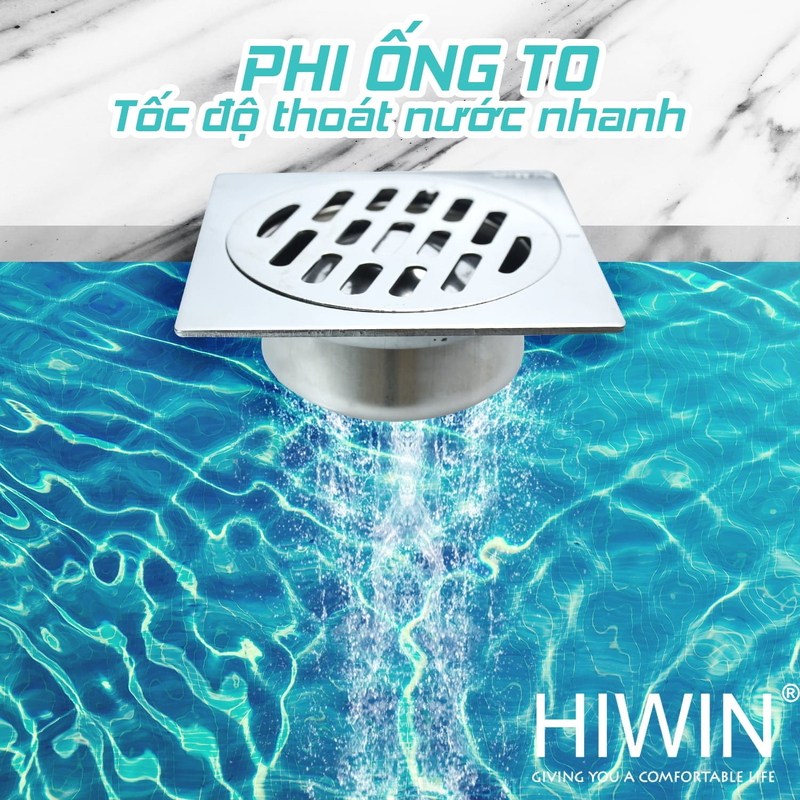 Ga thoát inox thoát nước nhanh ngăn mùi Hiwin FD-6322