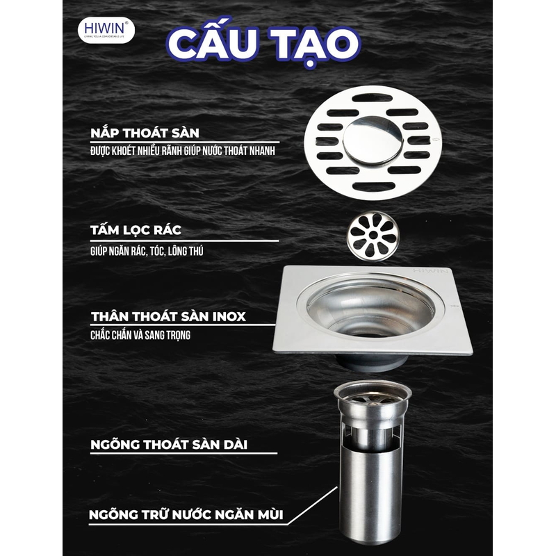 Phễu thu sàn máy giặt thoát nhanh Hiwin FD-4210W