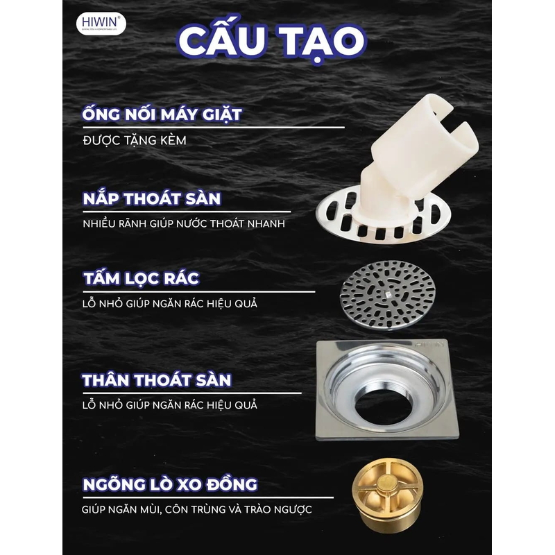 Phễu thu sàn máy đuôi lò so Hiwin FD-9310W