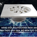 Phễu thoát sàn inox đúc nguyên khối dày dặn, chắc chắn Hiwin FD-012