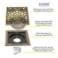 Phễu thu sàn đồng giả cổ chim công khổng tước Hiwin FD-4601