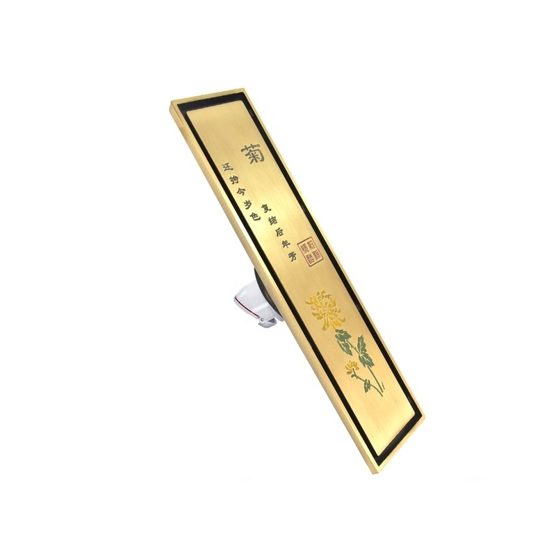 Thoát sàn dài đồng giả cổ hoạt tiết hoa đào Hiwin FD-4834